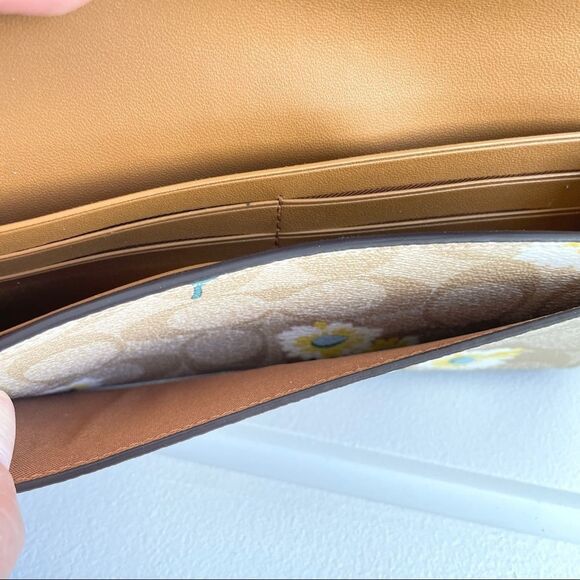 Coach Slim Envelope Wallet In Signature Canvas With Daisy Print New with tags - Picture 15 of 16